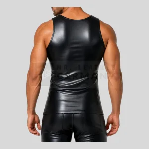 lace-up front leather tank top detail