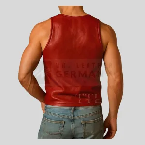 muscle-fit sheep leather tank top detail