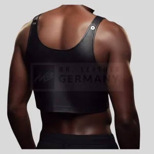 button detail leather tank top