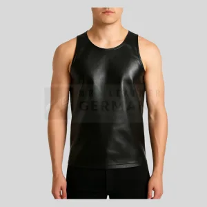 black leather sleeveless tee germany