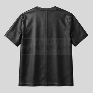 lambskin leather t-shirt front pocket detail