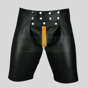 black leather fetish wear shorts germany