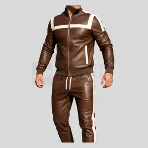 brown leather tracksuit germany