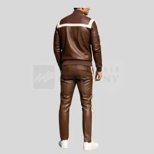leather tracksuit white stripe detail