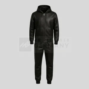 handmade black leather tracksuit germany