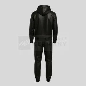 hooded leather tracksuit detail