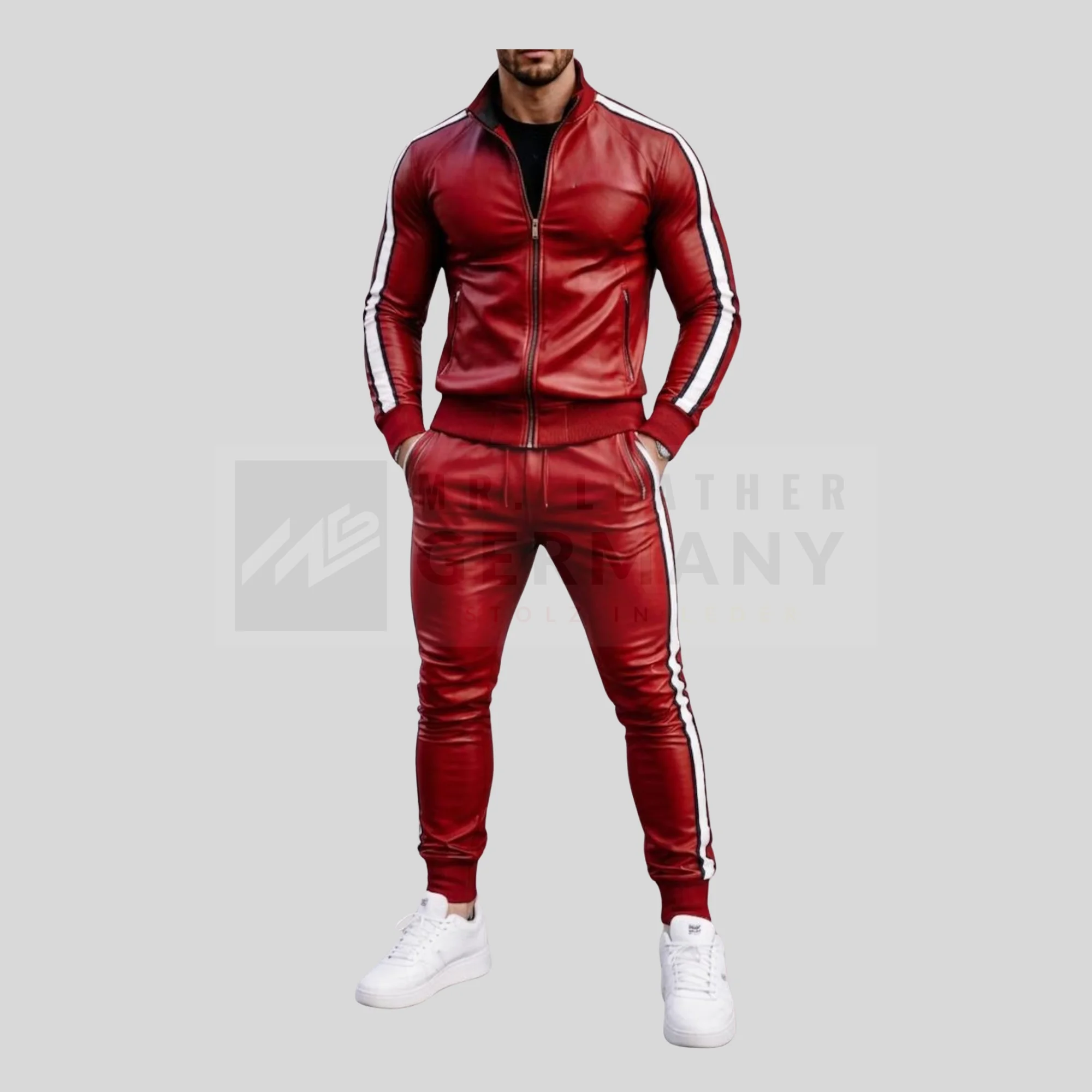 handmade brown leather tracksuit germany