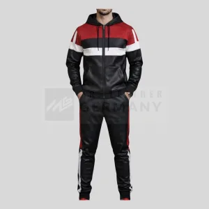 red black leather tracksuit germany