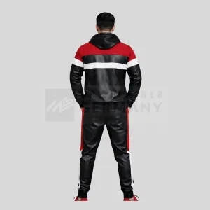 leather tracksuit velvet lining detail