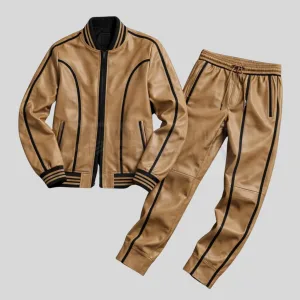 khaki black leather tracksuit germany