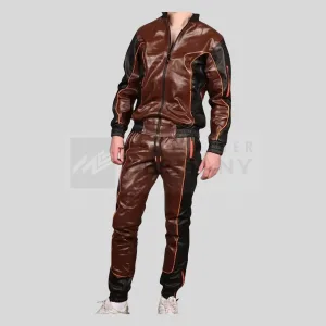 brown black leather tracksuit germany