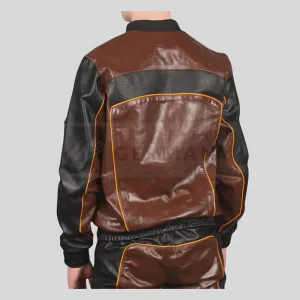 contrast piping leather tracksuit detail