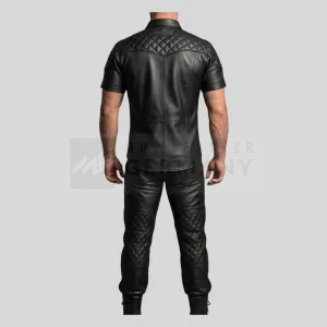 quilted leather shirt and pants detail