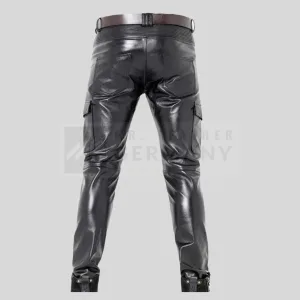 cargo pocket leather pants detail