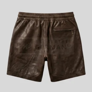 elastic waist leather shorts detail