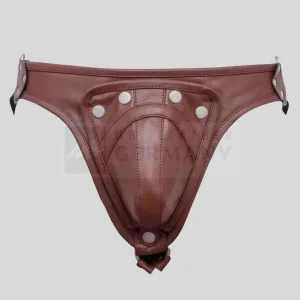 removable codpiece brown leather detail