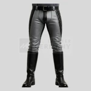 gray black quilted leather pants germany