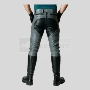 contrast quilted leather pants detail