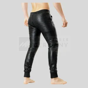 ribbed knee leather jogger detail