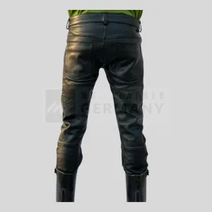 button fly leather jeans detail
