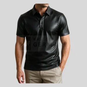 black leather polo shirt germany
