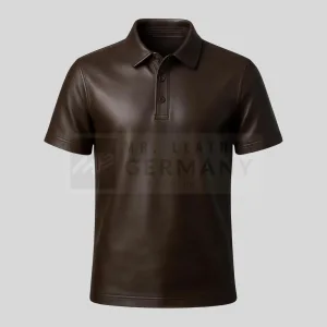 dark brown leather polo shirt germany
