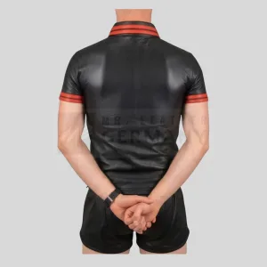 red trim detail sheep leather polo