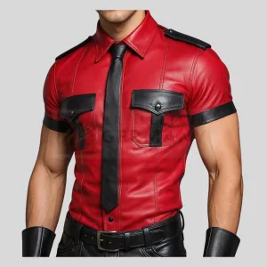 red sheepskin leather shirt germany