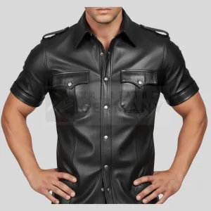 black leather military shirt germany