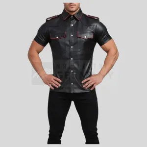 black cowhide leather military shirt germany