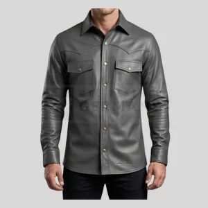 gray leather military shirt germany