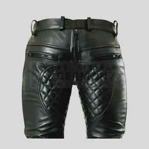quilted leather shorts zipper detail