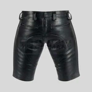 full zipper leather shorts detail