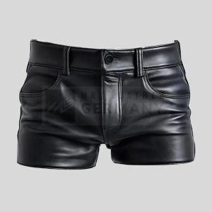 men's black leather shorts germany