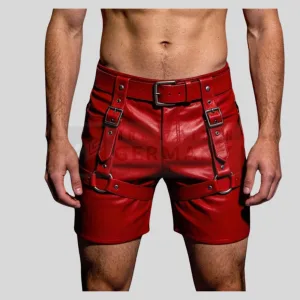 red leather strapped shorts germany
