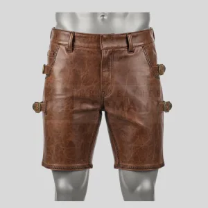 brown leather buckle shorts germany