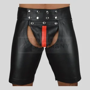 studded leather shorts red accent germany