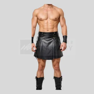 handmade black leather kilt germany