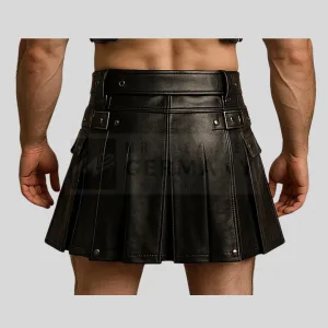 riveted leather kilt detail