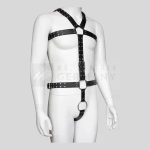 leather harness with cockring germany