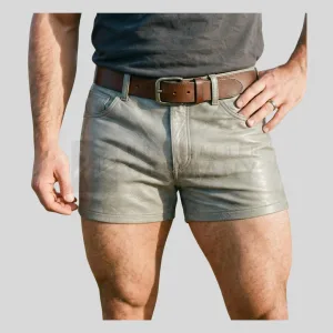 gray leather slim fit shorts germany