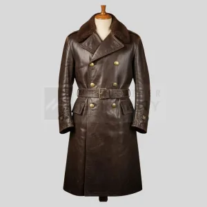 vintage leather officer trench coat germany