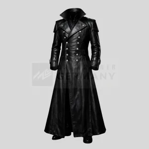 gothic double breasted leather trench coat germany