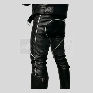 quilted leather pants codpiece detail
