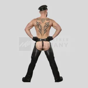press stud closure leather chaps
