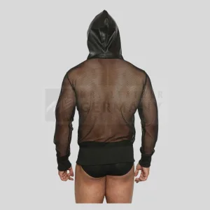 men's zip up leather hoodie