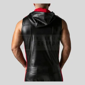 tight fitting leatherette hoody detail