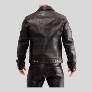 fetish leather trucker jacket detail