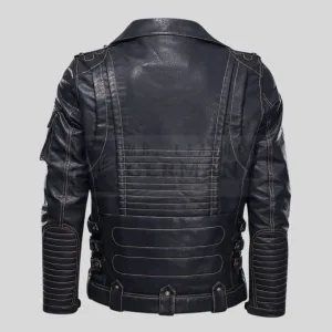epaulette leather jacket detail