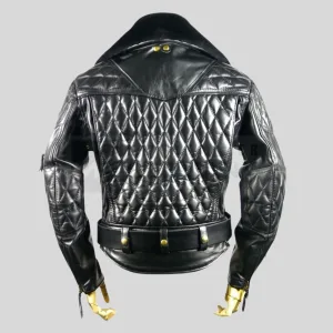 padded leather uniform jacket detail
